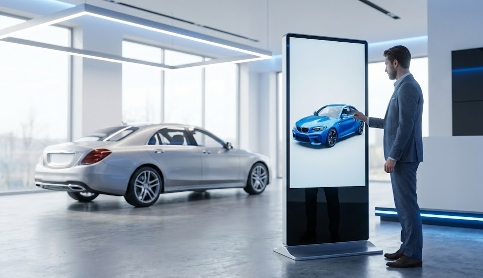 Ecrãs Digitais para Stands de Automóveis: O Guia Completo para 2026